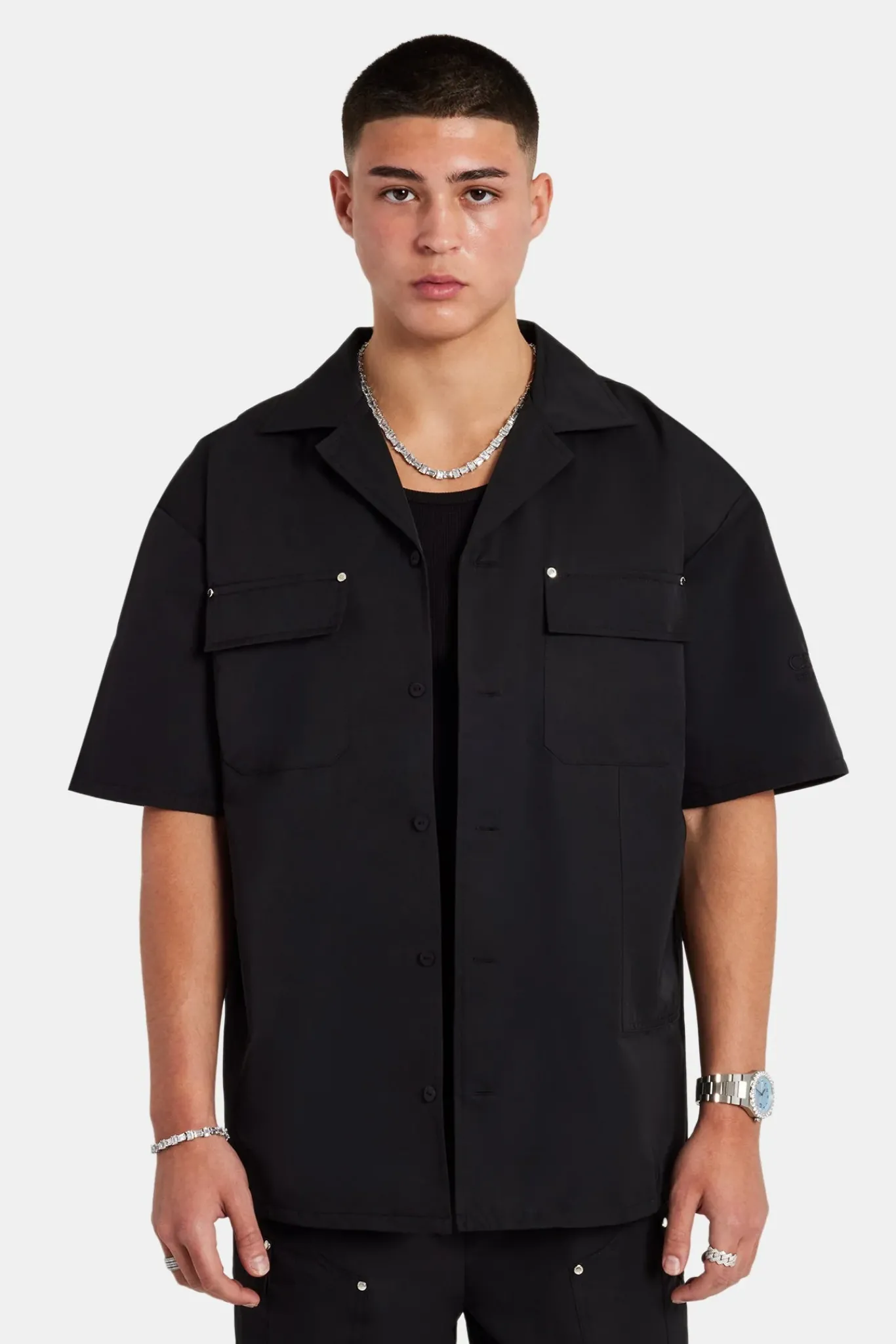 CLO-TOP-SHIR Carpenter Nylon Embroidered Shirt - Black