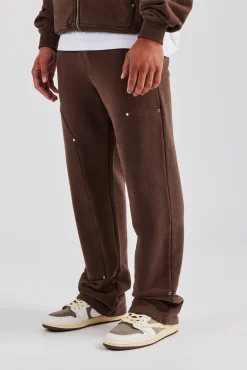 CLO-BOT-TRO Carpenter Raw Edge Straight Leg Jogger - Chocolate