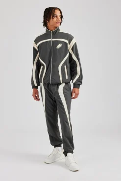CLO-SET CCC Nylon Zip Through Tracksuit - Charcoal