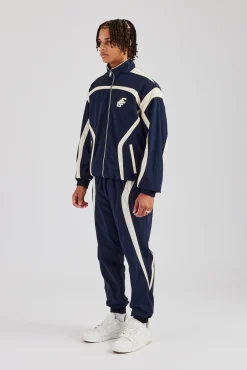 CLO-SET CCC Nylon Zip Through Tracksuit - Navy Blue