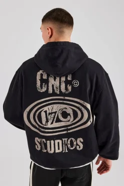 CLO-TOP-HS-HOOD Cernucci 17 Studios Oversized Hoodie - Black