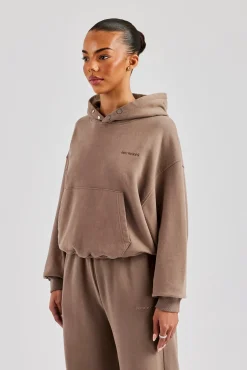 Women CLO-TOP-HS-HOOD Cernucci Boxy Hoodie - Taupe