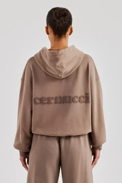Women CLO-TOP-HS-HOOD Cernucci Boxy Hoodie - Taupe