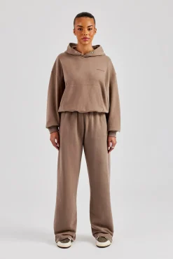 Women CLO-SET Cernucci Boxy Hoodie & Wide Leg Jogger - Taupe