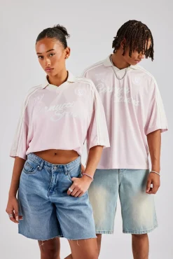 Women CLO-TOP-TEE Cernucci Contrast Football Top - Pink