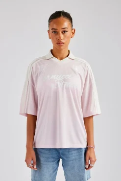 Women CLO-TOP-TEE Cernucci Contrast Football Top - Pink
