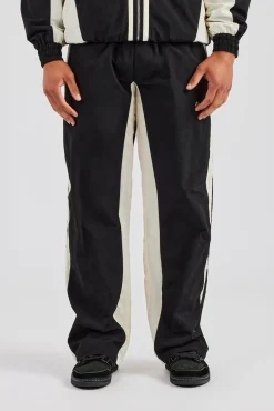 CLO-BOT-TRO Cernucci Contrast Panel Nylon Track Pant - Black