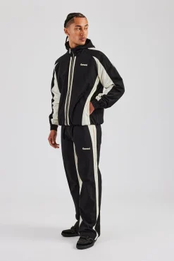 CLO-BOT-TRO Cernucci Contrast Panel Nylon Track Pant - Black