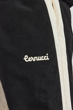 CLO-BOT-TRO Cernucci Contrast Panel Nylon Track Pant - Black