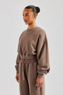 Women CLO-TOP-HS-SWE Cernucci Cropped Sweatshirt - Taupe