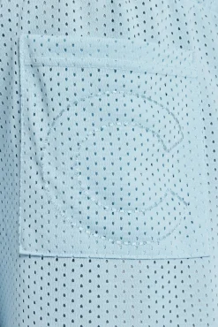 CLO-BOT Cernucci Embroidered Mesh Short - Light Blue