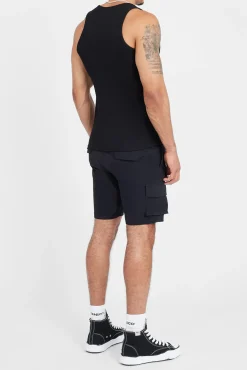 CLO-TOP-TEE Cernucci Embroidered Muscle Fit Vest - Black