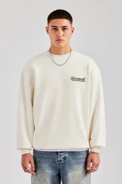 CLO-TOP-HS-SWE Cernucci Embroidered Oversized Sweatshirt - Off White