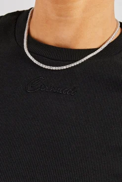 Women CLO-TOP-TEE Cernucci Embroidered Rib Baby Tee - Black