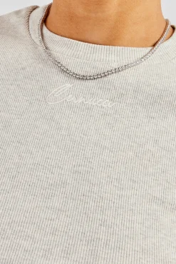 Women CLO-TOP-TEE Cernucci Embroidered Rib Baby Tee - Ash Grey