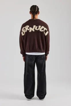 CLO-TOP-HS-SWE-KTW Cernucci Fluffy Intarsia Sweater - Chocolate