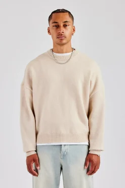 CLO-TOP-HS-SWE-KTW Cernucci Fluffy Intarsia Sweater - Off White