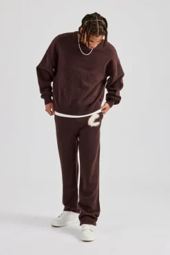 CLO-SET-KTW Cernucci Fluffy Intarsia Sweater & C Jogger - Chocolate