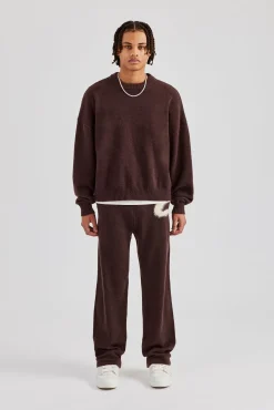 CLO-SET-KTW Cernucci Fluffy Intarsia Sweater & C Jogger - Chocolate