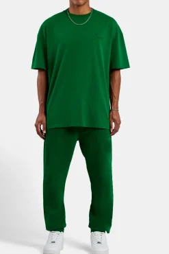 CLO-TOP-TEE Cernucci Font Oversized T-Shirt - Dark Green