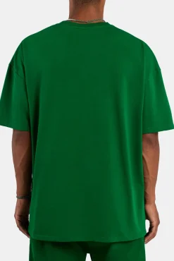 CLO-TOP-TEE Cernucci Font Oversized T-Shirt - Dark Green