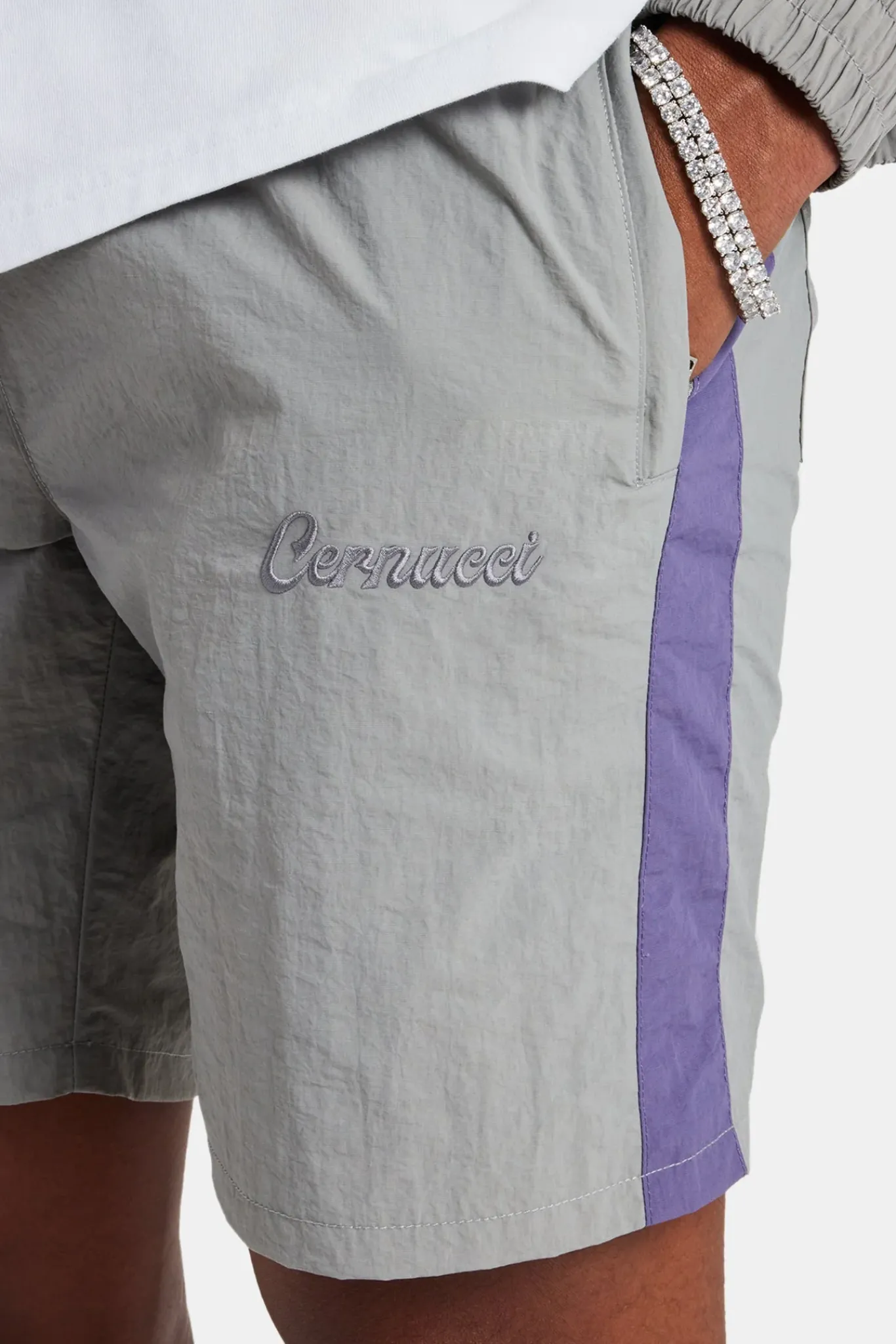 CLO-BOT Cernucci Panelled Nylon Relaxed Short - Charcoal