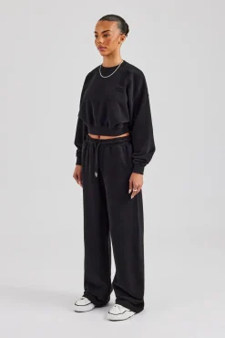 Women CLO-SET Cernucci Sweatshirt & Jogger - Black