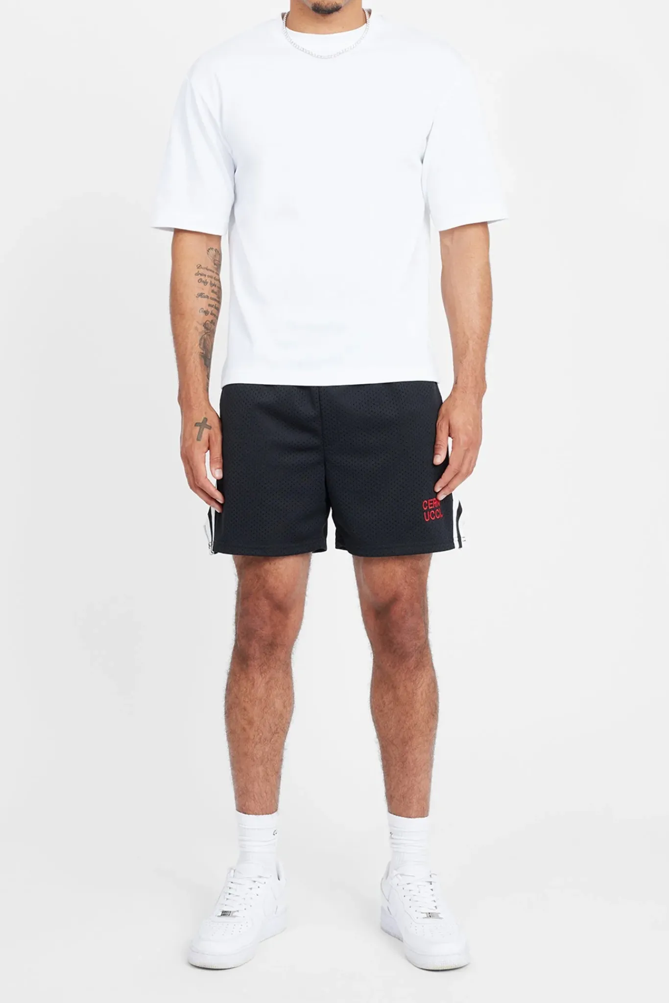CLO-BOT Cernucci Text Mesh Short - Black