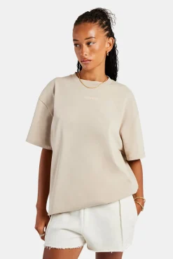 Women CLO-TOP-TEE Cernucci Tonal Oversized T-Shirt - Stone