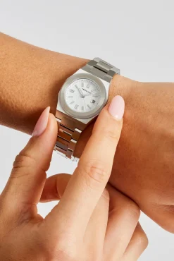 Women JWL-ACC-WAT Cernucci White Dial Polished Watch - Silver