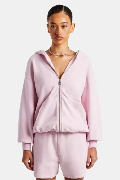 Women CLO-SET Cernucci Zip Through Hoodie & Short Set - Pink
