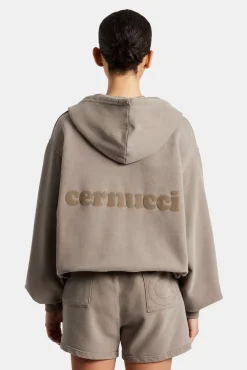 Women CLO-TOP-HS-HOOD Cernucci Zip Through Hoodie - Taupe
