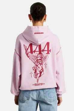 Women CLO-TOP-HS-HOOD Cherub Print Hoodie - Bubblegum