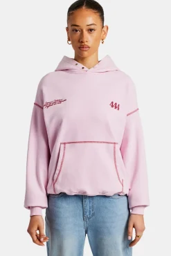 Women CLO-TOP-HS-HOOD Cherub Print Hoodie - Bubblegum