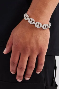JWL-BRA Chunky Iced Baguette Link Bracelet - 14mm