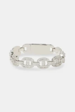 JWL-BRA Chunky Iced Baguette Link Bracelet - 14mm