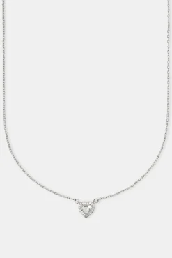 Women JWL-NECK Clear Heart Bezel Necklace - White