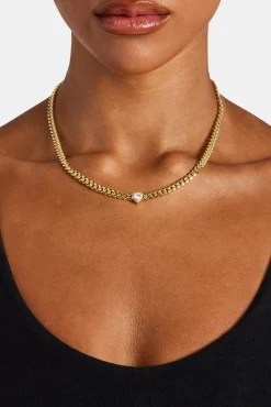 Women JWL-CHN Clear Heart Cuban Chain - 5mm