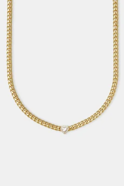Women JWL-CHN Clear Heart Cuban Chain - 5mm