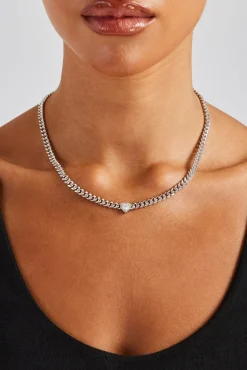 Women JWL-CHN Clear Heart Cuban Chain - 5mm - White