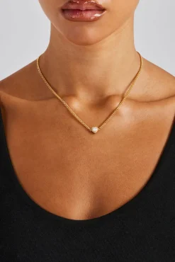 Women JWL-CHN Clear Heart Micro Cuban Chain - 2.5mm - Gold