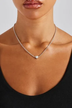 Women JWL-CHN Clear Heart Micro Cuban Chain - 2.5mm - White