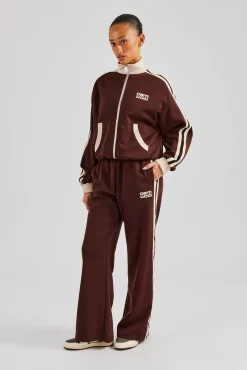 Women CLO-SET Colour Block Track Jacket & Pant - Chocolate