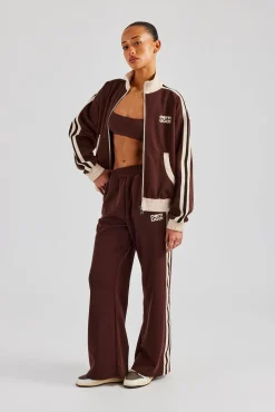 Women CLO-SET Colour Block Track Jacket & Pant - Chocolate
