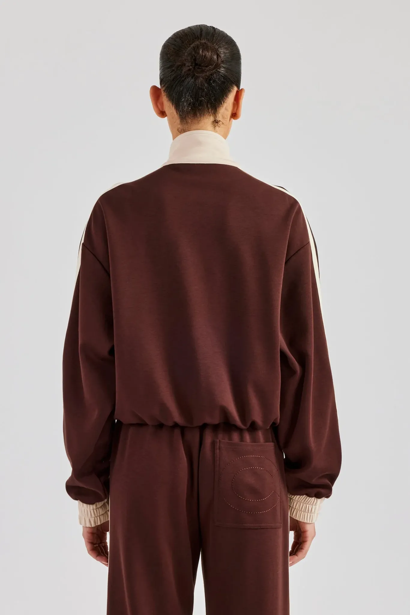 Women CLO-TOP-OUT Colour Block Track Jacket - Chocolate