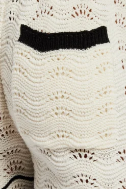 Women CLO-BOT-KTW Contrast Crochet Knitted Short - Off White