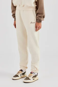 Women CLO-BOT-TRO Contrast Embroidered Cuffed Jogger - White