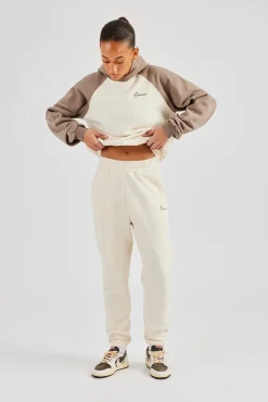 Women CLO-BOT-TRO Contrast Embroidered Cuffed Jogger - White