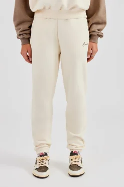 Women CLO-BOT-TRO Contrast Embroidered Cuffed Jogger - White