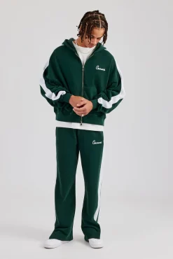 CLO-SET Contrast Panel Boxy Zip Through Tracksuit - Forest Green